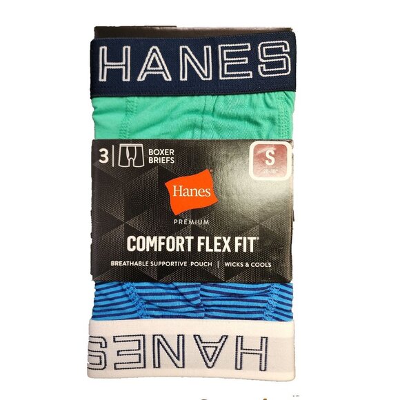 Hanes Premium Mens Comfort Flex Fit Boxer Briefs 3Pk, Blue, Size S, NWT - Picture 1 of 1